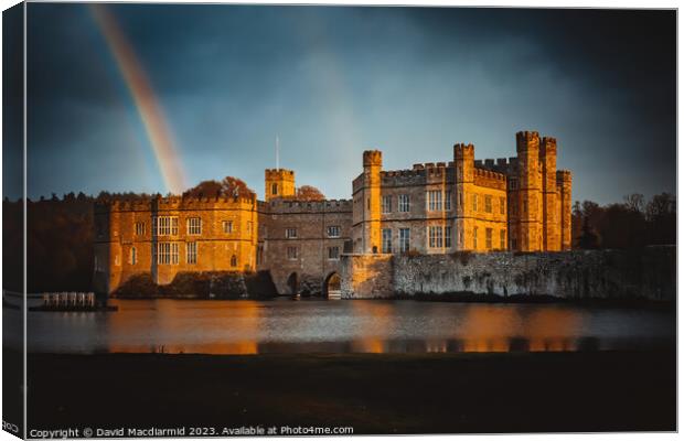 Rainbow over Leeds Castle, Kent Canvas Print by David Macdiarmid