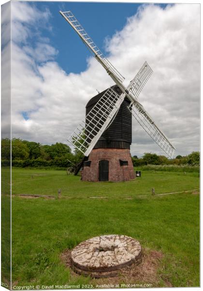Avoncroft Windmill & Millstone Canvas Print by David Macdiarmid