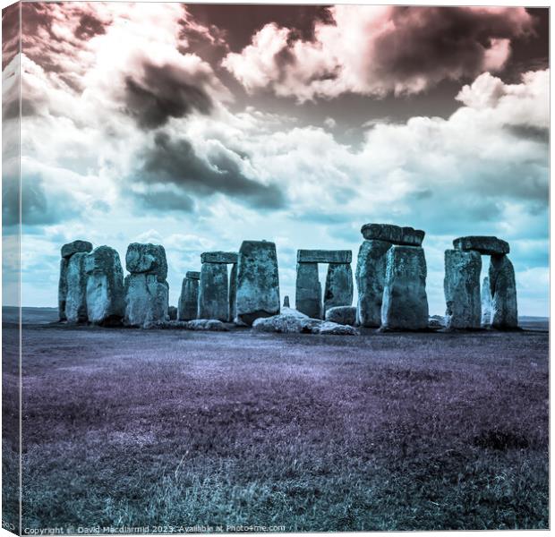 Stonehenge Abstract Colours (Square) Canvas Print by David Macdiarmid