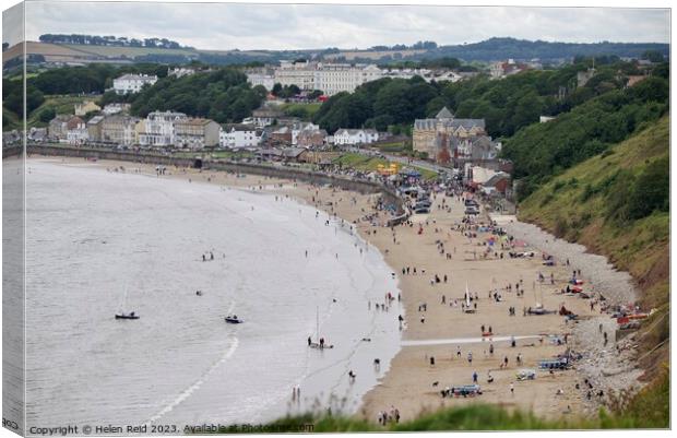 Filey Bay beach view from the Brigg Canvas Print by Helen Reid
