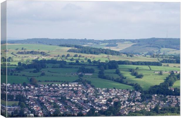 View of Otley town West Yorkshire from The Chevin Canvas Print by Helen Reid