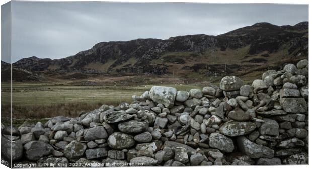 Stone Wall, Colonsay Canvas Print by Philip King