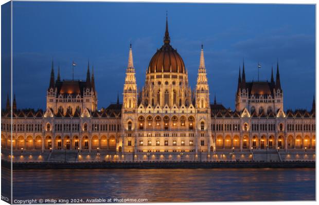 Hungarian Parliament Building, Budapest Canvas Print by Philip King