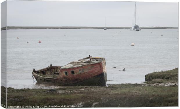 Old Boat at Orford, Suffolk Canvas Print by Philip King