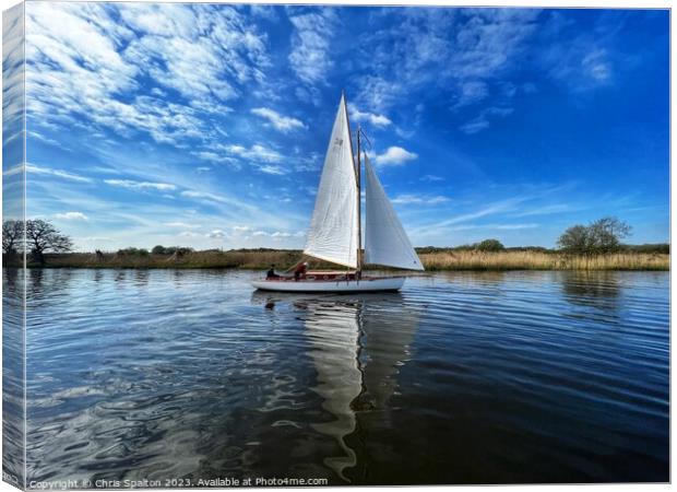 Sailboat on the Norfolk Broads Canvas Print by Chris Spalton