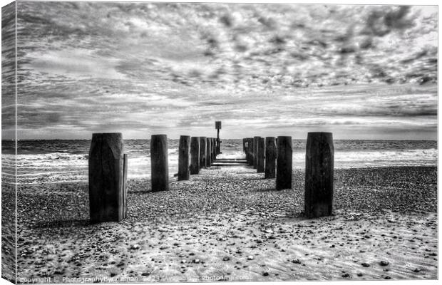 Black and White Beach Canvas Print by PhotographyByColeman 