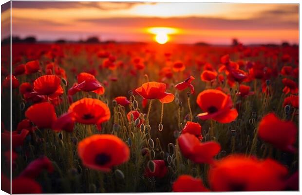 Sunset at the Poppy Field  Canvas Print by CC Designs
