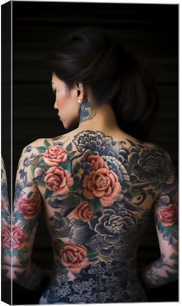 The Girl with the Rose Tattoo  Canvas Print by CC Designs