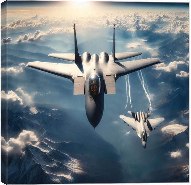 F15 vs Sukhoi Su-57 Canvas Print by CC Designs