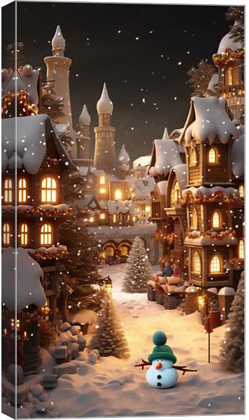 Snowman at Christmas  Canvas Print by CC Designs