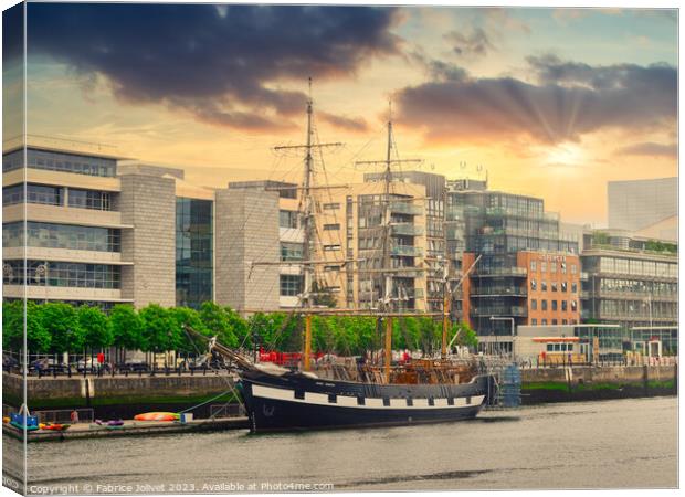 Sunset Serenity: Nautical Escape in Dublin's Urban Canvas Print by Fabrice Jolivet
