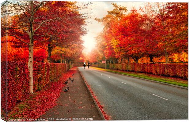 Vibrant Autumnal Roadway Vignette Canvas Print by Fabrice Jolivet