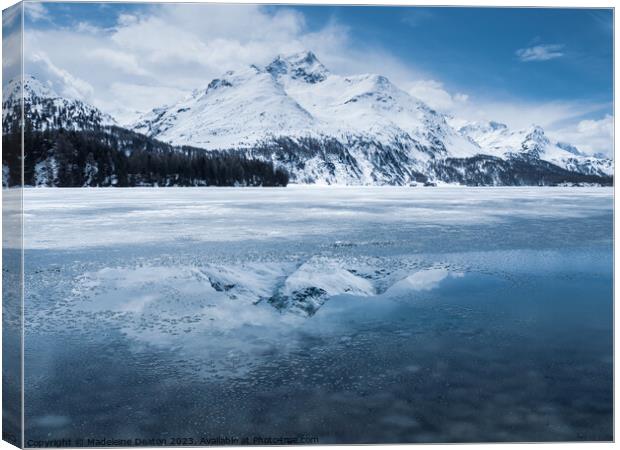 Swiss Alpine Mountain Reflections Canvas Print by Madeleine Deaton