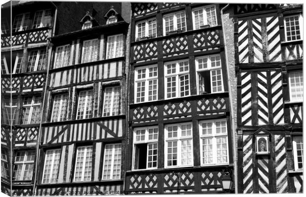Rennes Medieval buildings, monochrome Canvas Print by Paul Boizot