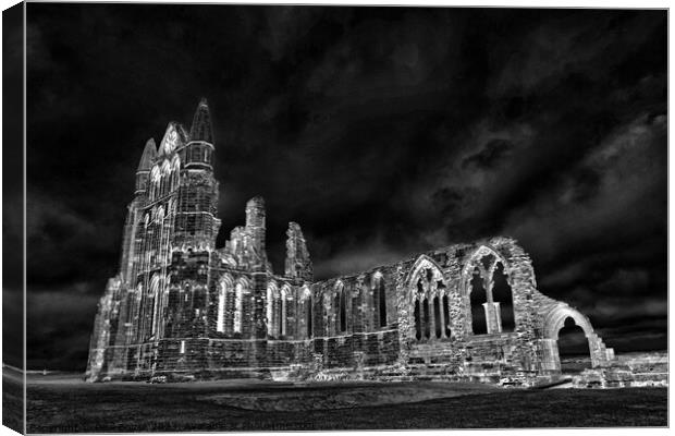 Whitby Abbey 1, glowing night edit Canvas Print by Paul Boizot