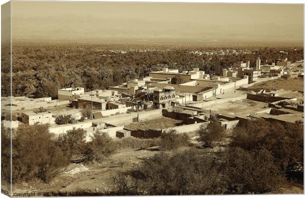 Tioute village and oasis, Morocco 1, sepia Canvas Print by Paul Boizot