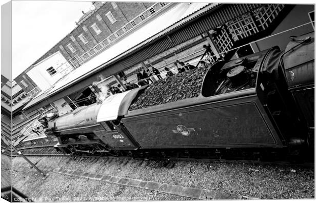 Black and white Flying Scotsman Canvas Print by Paul Telford