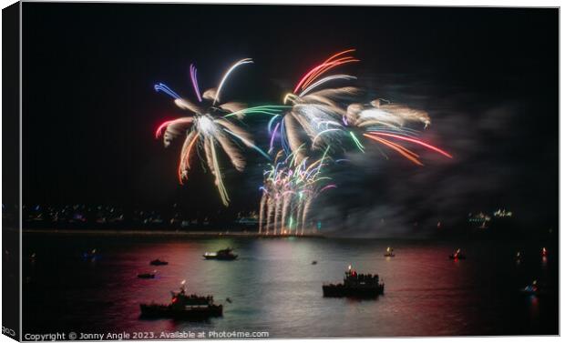 firework display at Plymouth Sound  Canvas Print by Jonny Angle