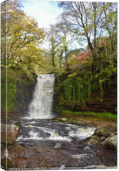 waterfall on the Caerfanell river  Canvas Print by Jonny Angle