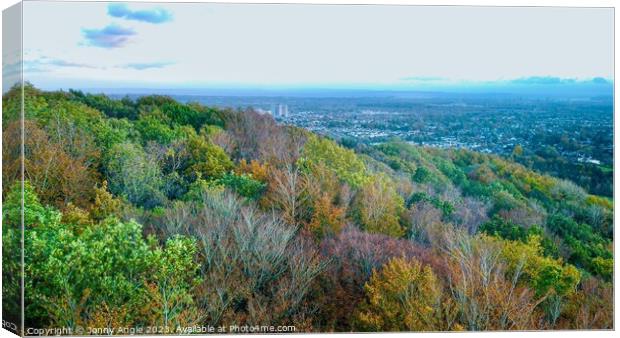 Drone eye view of Cardiff from the Wenallt  Canvas Print by Jonny Angle