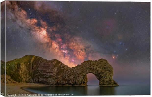 Milky-Way over Durdle Door Canvas Print by Emil Andronic