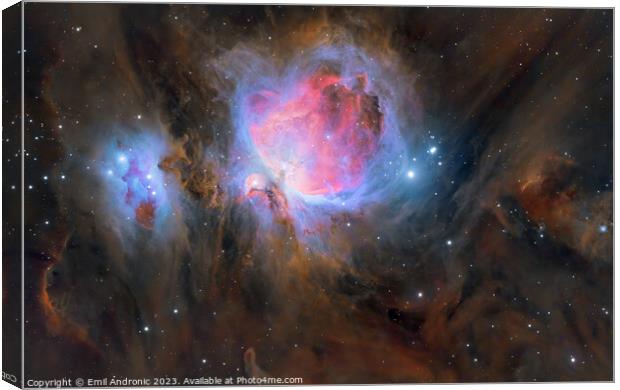 Orion and The Running Man Canvas Print by Emil Andronic