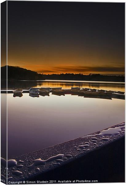 Dawn Droplets and Boats Canvas Print by Simon Gladwin