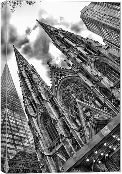St Patricks Cathedral in Black and White Canvas Print by Simon Gladwin