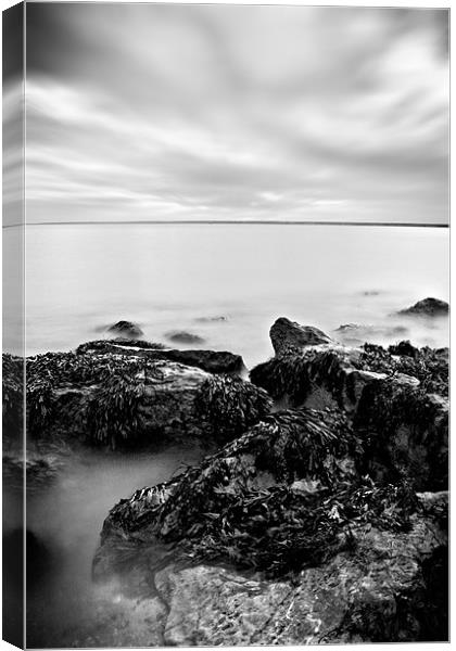 Totland Bay, Isle Of Wight, Black and White Canvas Print by Simon Gladwin