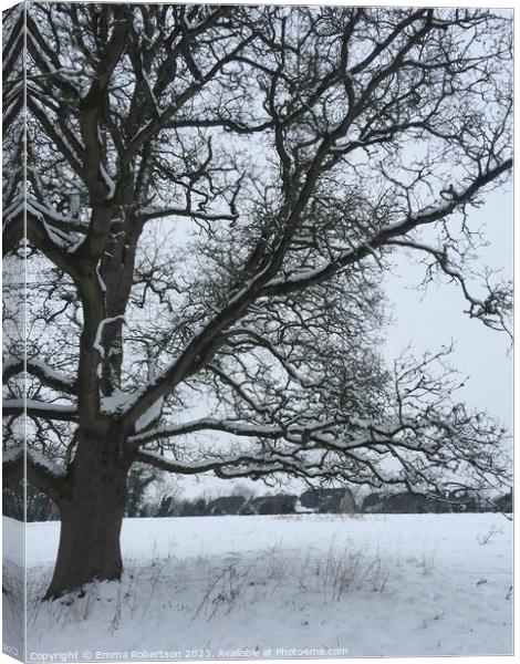 Snow-covered tree Canvas Print by Emma Robertson
