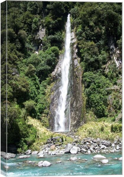 Thunder Creek Falls, New Zealand Canvas Print by Emma Robertson