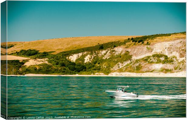 Small Boat Trip along the Jurasic Coastline Canvas Print by Lenny Carter