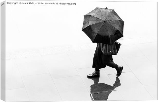 Figure with umbrella Canvas Print by Mark Phillips