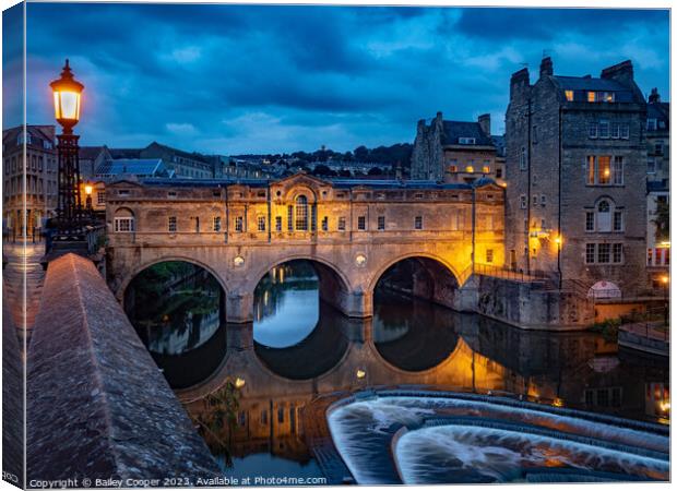 Pulteney Bridge crossing the river Avon in Bath at Canvas Print by Bailey Cooper