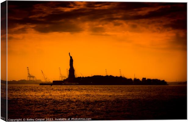 Statue Of Liberty silhouette Canvas Print by Bailey Cooper