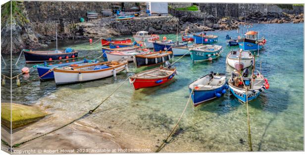 Fishing boats in the harbour at Coverack in Cornwall Canvas Print by Robert Mowat