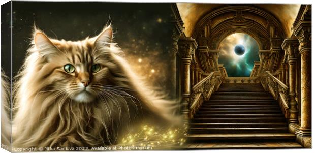 Mystic guardian cat  Canvas Print by Jitka Saniova