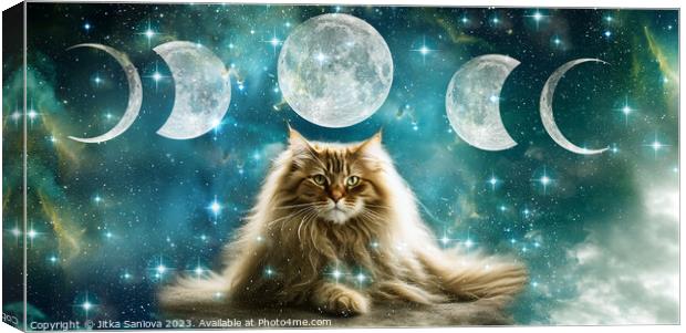 Cat Moon goddess Canvas Print by Jitka Saniova