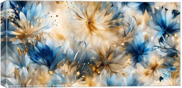 Artistic floral in gold and blue  Canvas Print by Jitka Saniova