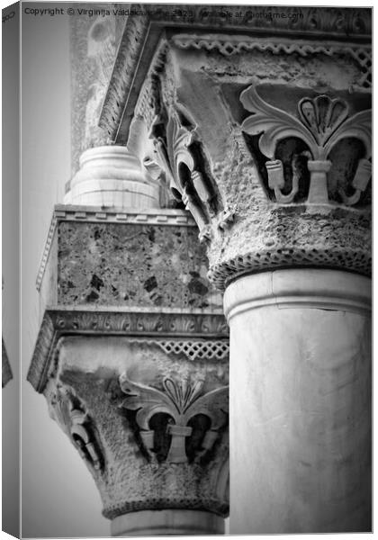 The columns on the exterior of the Saint Mark Basilica on San Ma Canvas Print by Virginija Vaidakaviciene