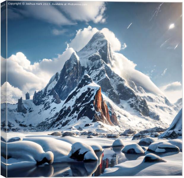 AI Snowy Rock Mountain Canvas Print by Joshua Hark