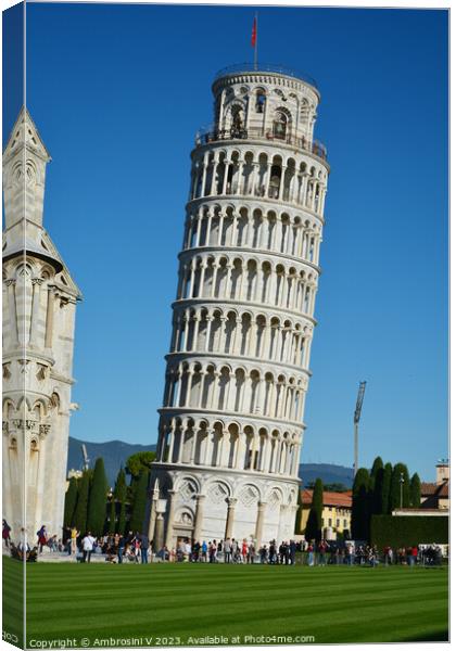 Pisa's Iconic Leaning Tower Canvas Print by Ambrosini V