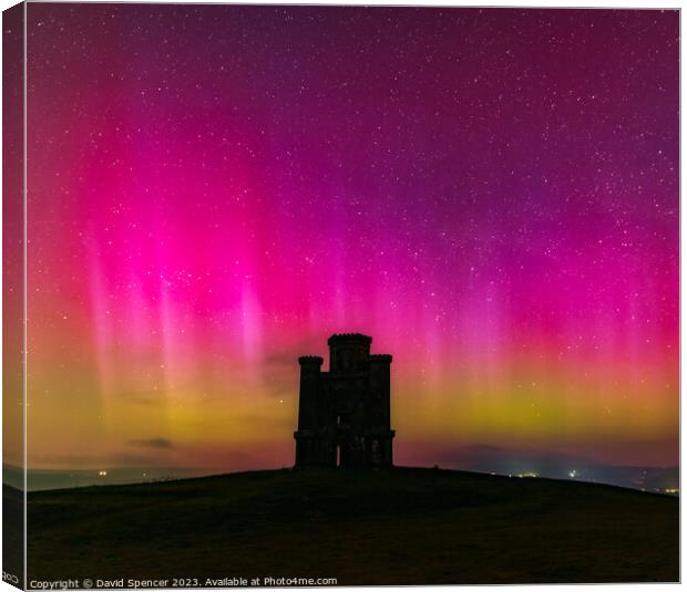 Northern Lights Paxtons Tower  Canvas Print by David Spencer