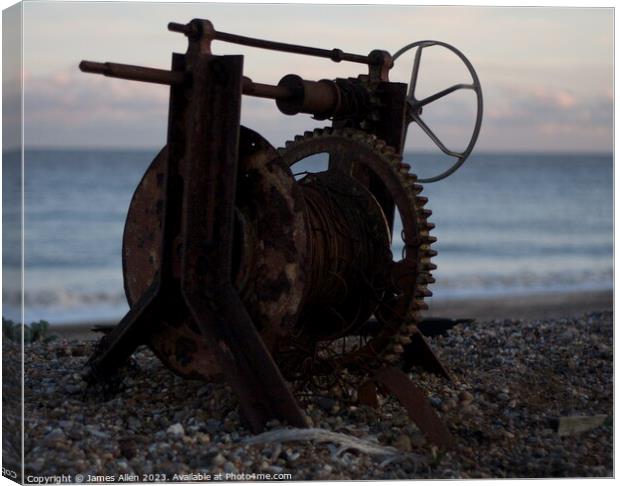 Old Boat Reel Canvas Print by James Allen