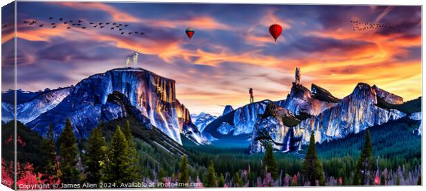 Yosemite National Park At Sunset Canvas Print by James Allen