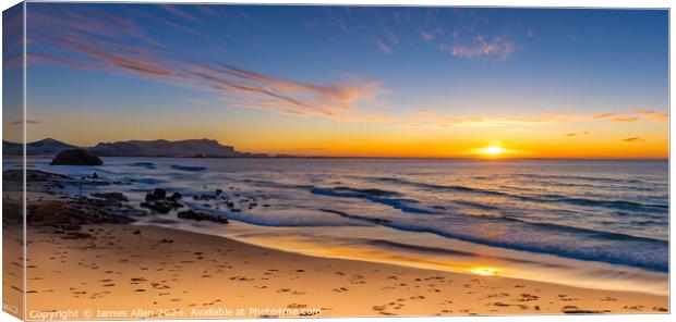 Alcudia Beach Majorca, Spain At Sunrise  Canvas Print by James Allen