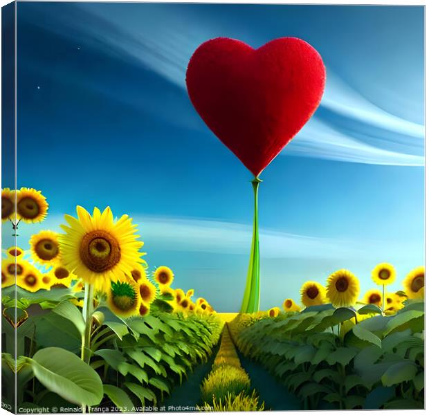 Plant flower, Valentine's Day, love, heart, beauty, landscape, nature, moon, sky, stars Canvas Print by Reinaldo França