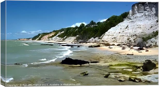 Landscape, nature, beauty, travel, water, beach, mountain, sea Canvas Print by Reinaldo França