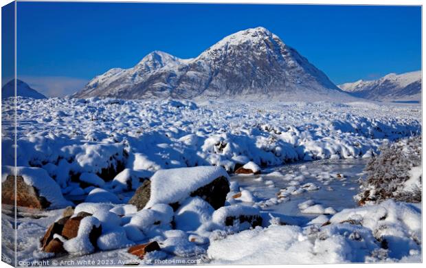 Snow covered Buachaille Etive Mor, Lochaber Canvas Print by Arch White