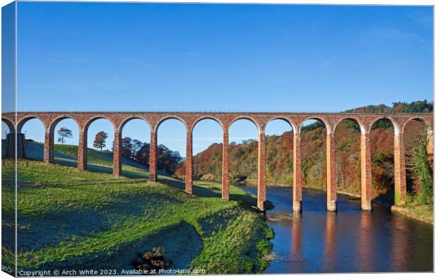 The Leaderfoot Viaduct near Melrose, Scottish Bord Canvas Print by Arch White